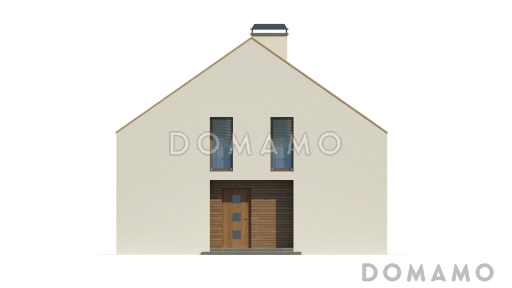 Проект одноэтажного мансардного дома из газобетона с большой гостиной и современными элементами экстерьера / Фасад 4