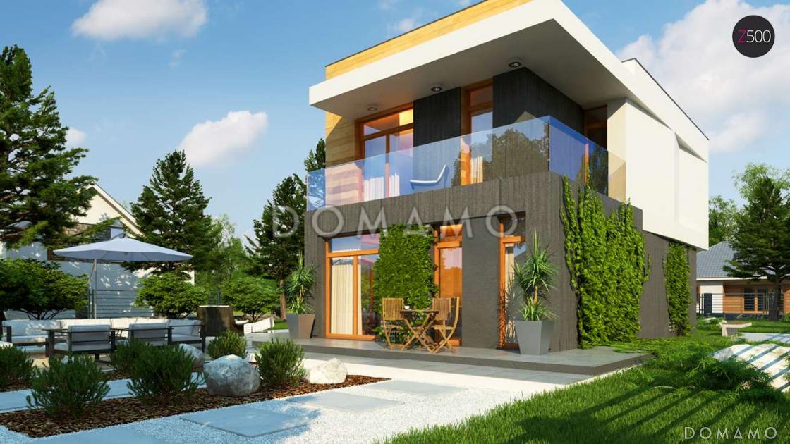 Проект двухэтажного дома из газобетона в стиле кубизм с балконом / 4
