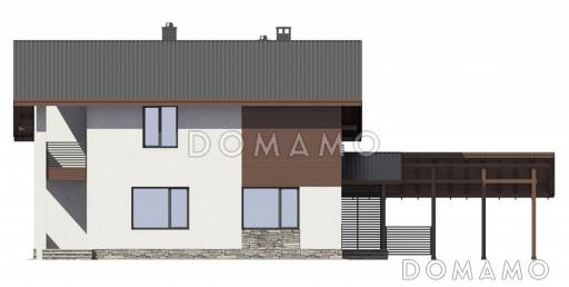 Проект  стильного дома из пеноблоков  с навесом для машины / Фасад 4