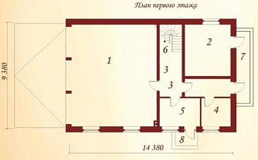 Проект гаража для трех автомобилей с жилыми комнатами на втором этаже / План 1 этажа Проект гаража для трех автомобилей с жилыми комнатами на втором этаже / План 1 этажа