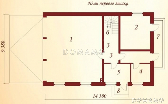 Проект гаража для трех автомобилей с жилыми комнатами на втором этаже / План 1 этажа Проект гаража для трех автомобилей с жилыми комнатами на втором этаже / План 1 этажа