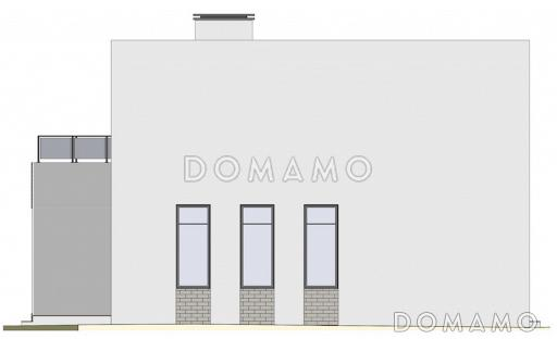 Проект двухэтажного дома из газобетона в стиле хай-тек со встроенным гаражом и открытой террасой на втором этаже / Фасад 2