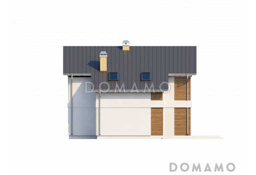 Проект компактного двухэтажного дома из кирпича с тремя спальнями / Фасад 2