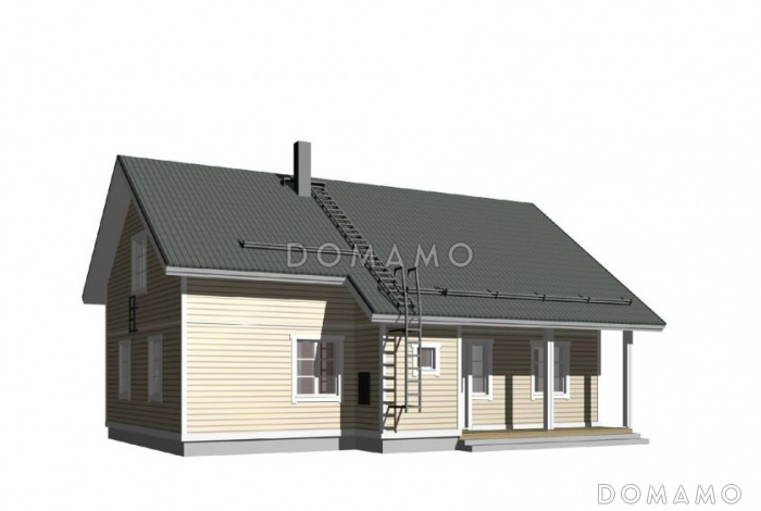 Проект каркасного дома с мансардой и небольшим балконом Проект каркасного дома с мансардой и небольшим балконом