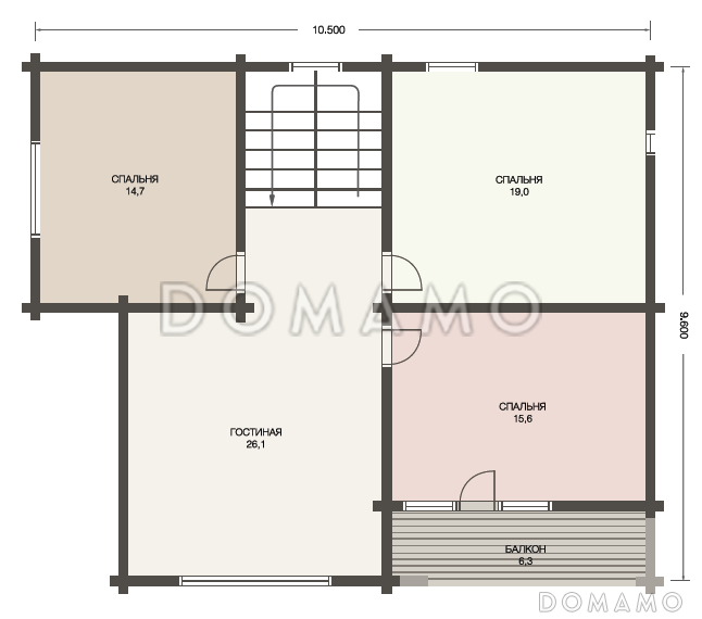Проект деревянного дома из клееного бруса с гостинной на втором этаже / План мансардного этажа