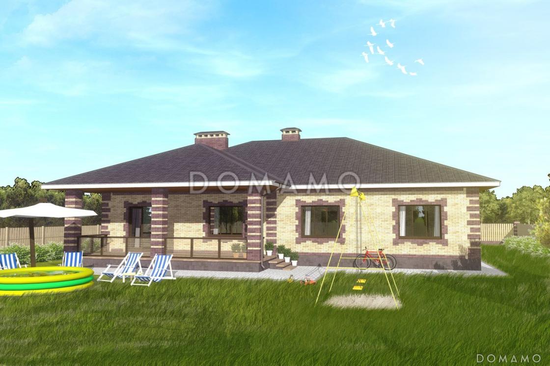 Проект одноэтажного дома по технологии ЛСТК с гаражом и открытой террасой / 2