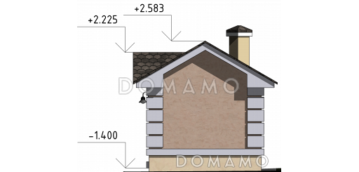 Проект закрытой беседки с панорамными окнами / Фасад 3