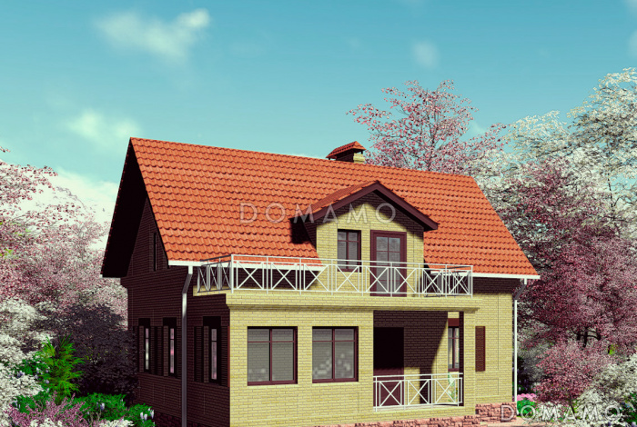 Проект одноэтажного дома с мансардным и цокольным этажами, с эркером Проект одноэтажного дома с мансардным и цокольным этажами, с эркером