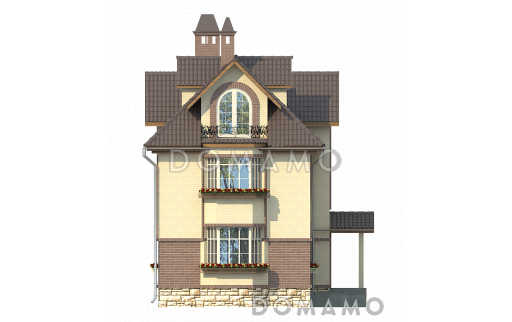 Проект большого коттеджа для узкого участка / Фасад 4