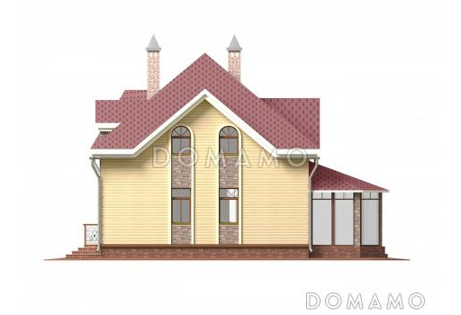 Проект необычного дома с крыльцом на углу / Фасад 4