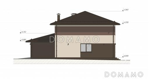 Проект современного дома с гаражом на две машины S-227 / Фасад 3