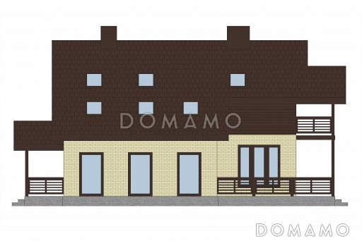 Проект кирпичного дома с сауной на первом этаже / Фасад 4