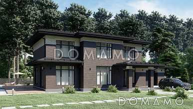 Проект двухэтажного дома с облицовкой кирпичом в стиле Райт S-250