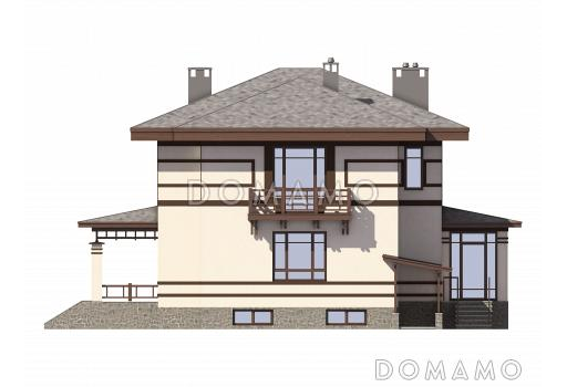 Проект дома из газобетона с цокольным этажом / Фасад 2