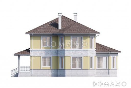 Проект двухэтажного дома с застекленной верандой / Фасад 2