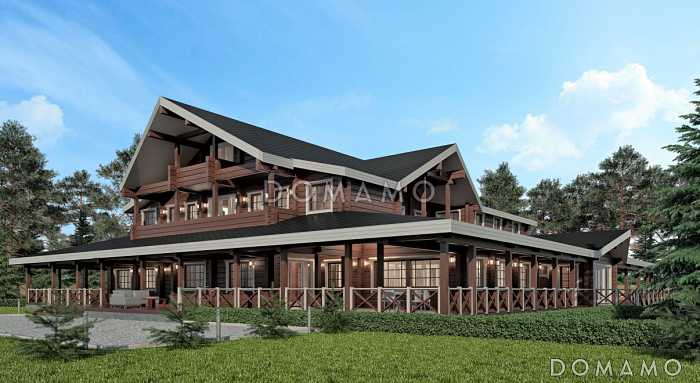 Проект дома из клееного бруса с террасой площадью более 470 м2 Проект дома из клееного бруса с террасой площадью более 470 м2