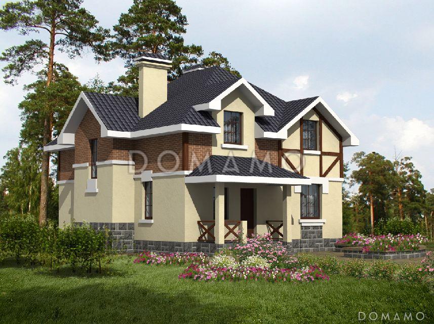 Проект дома из кирпича с мансардным вторым этажом / 1