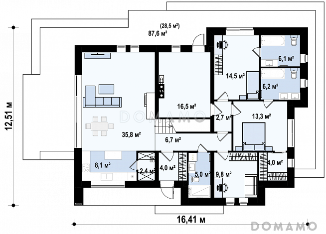 Проект кирпичного дома в стиле барнхаус с кабинетом, комнатой отдыха и увеличенной котельной / План 1 этажа Проект кирпичного дома в стиле барнхаус с кабинетом, комнатой отдыха и увеличенной котельной / План 1 этажа