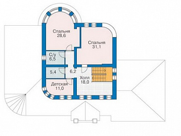 Проект большого дома с гаражом на две машины / План 2 этажа Проект большого дома с гаражом на две машины / План 2 этажа