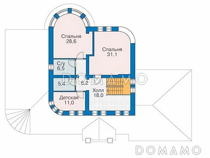 Проект большого дома с гаражом на две машины / План 2 этажа Проект большого дома с гаражом на две машины / План 2 этажа