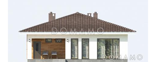 Проект одноэтажного дома по технологии ЛСТК с тремя спальнями и крытой террасой / Фасад 1