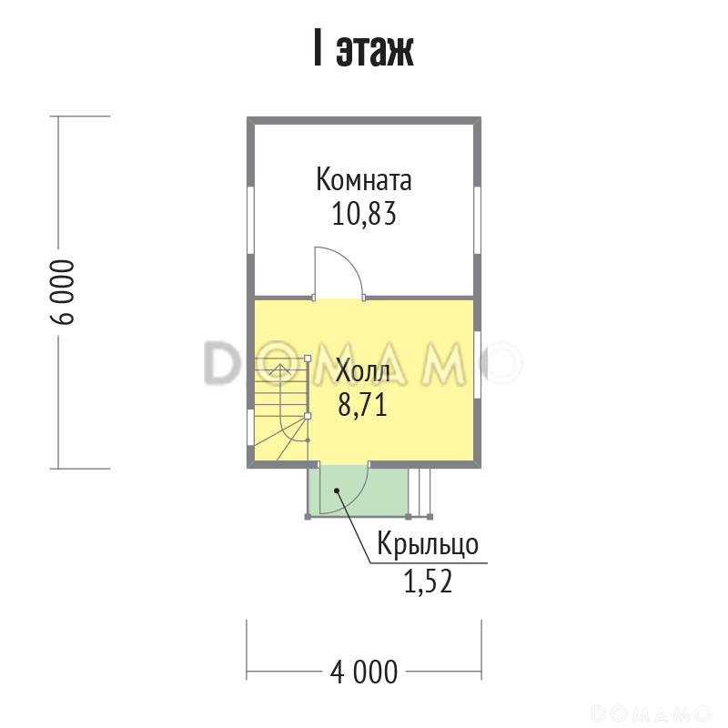 Проект дома со стенами из клееного бруса / План 1 этажа