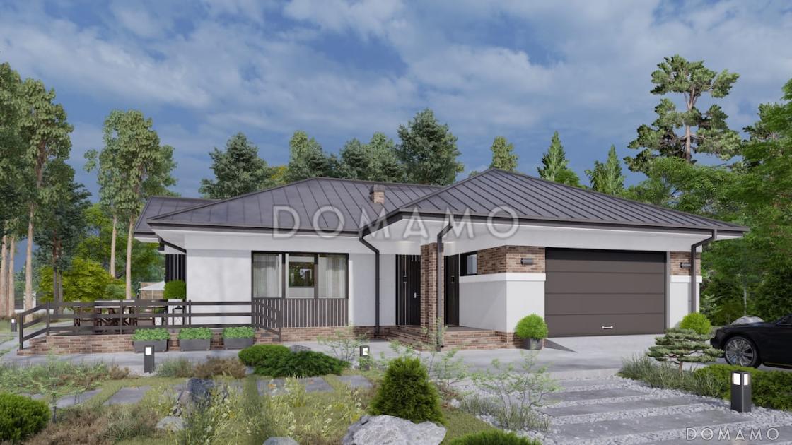 Проект дома из газобетона с двухместным гаражом и двумя террасами / 2