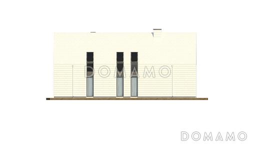 Проект одноэтажного мансардного дома из газобетона с балконом и современными элементами экстерьера и встроенным гаражом / Фасад 2