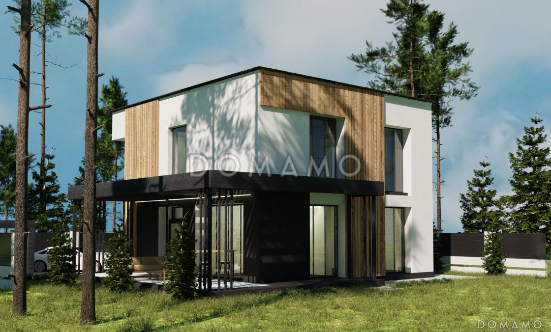 Проект двухэтажного дома из газобетона с 4 спальнями и кабинетом / 1