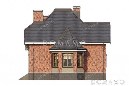 Проект дома с 4 спальнями, просторной ванной и полукруглой верандой / Фасад 3