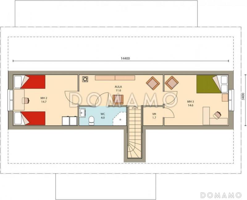 Проект каркасного дома с санузлом на мансардном этаже / План мансардного этажа
