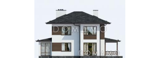 Проект двухэтажного дома на два хозяина с гаражом / Фасад 4