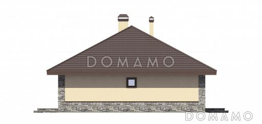 Проект просторного современного одноэтажного дома из кирпича / Фасад сзади