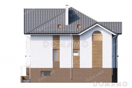 Проект дома с мансардой и шестью спальнями / Фасад 2