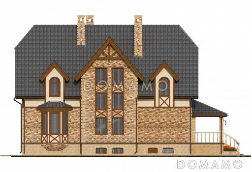 Проект особняка в стиле Тюдор по технологии ЛСТК / Фасад 4