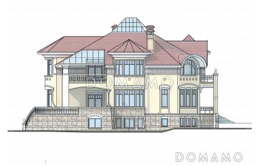 Проект коттеджа в стиле модерн с парадным балконом / Фасад 2