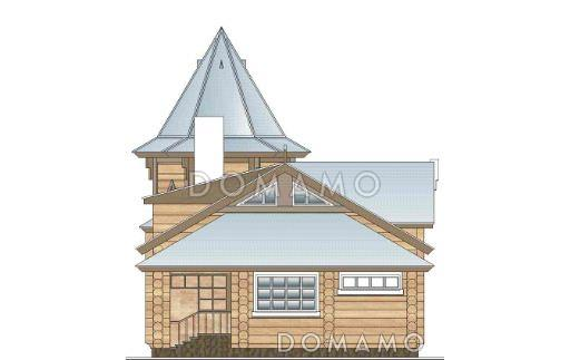 Проект двухэтажного дома из бруса с небольшой кухней, тремя спальнями на втором этаже / Фасад 2