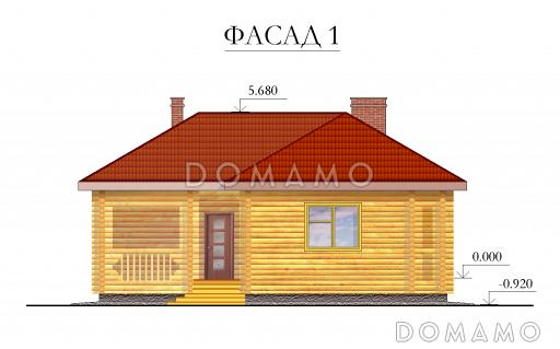 Проект бани с террасой / Фасад 1