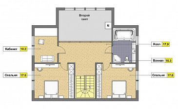 Проект дома из газобетона с навесом для машины / План мансардного этажа