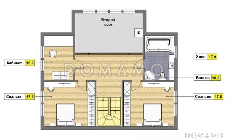 Проект дома из газобетона с навесом для машины / План мансардного этажа