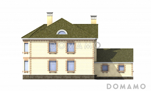 Проект дома с гаражом на две машины и кирпичными стенами / Фасад 4