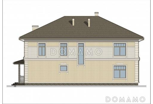 Проект двухэтажного дома из газобетона с эркером в кухне-столовой / Фасад 4