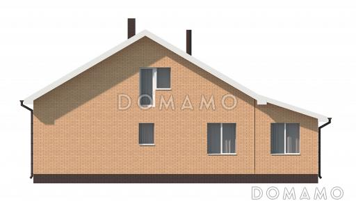 Проект загородного дома с верандой, изолированной кухней, санузлом с окном / Фасад 3