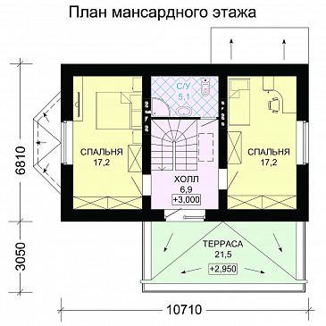 Экономичный загородный дом с подвалом / План мансардного этажа Экономичный загородный дом с подвалом / План мансардного этажа