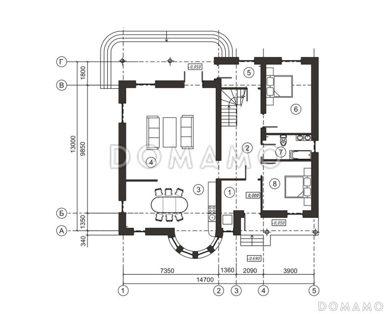 Проект дома с классической композицией фасадов и практичной планировкой / План 1 этажа