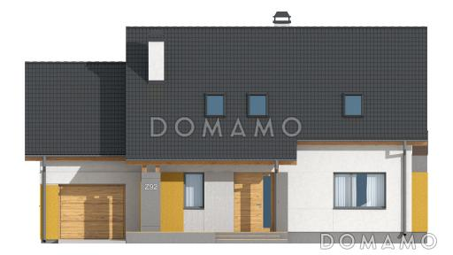 Проект классического мансардного дома из газобетона с кабинетом и большим техническим помещением и гаражом / Фасад 1