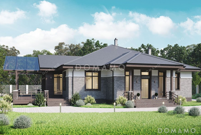 Проект одноэтажного дома с мансардой и террасой Проект одноэтажного дома с мансардой и террасой