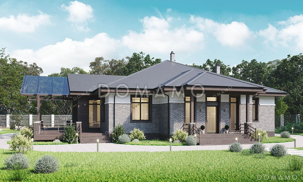 Проект одноэтажного дома с мансардой и террасой / 2