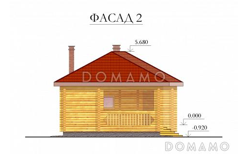 Проект бани с террасой / Фасад 2