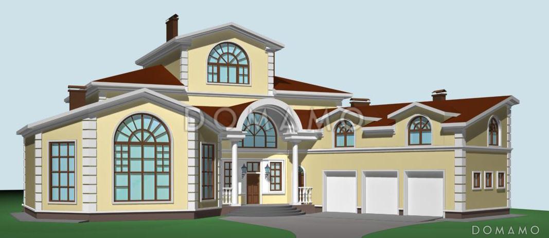 Проект большого двухэтажного дома с мансардой,с эркером, гаражом, сауной и бассейном / 2